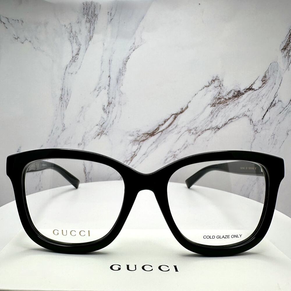 New GUCCI Eyeglasses 53-19-140 Black Square GG Logo Red Green Web Women Rx-able - Picture 15 of 16